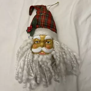 Großer Vintage Weihnachtsmann Kopf bärtig Ornament Kunststoff Gesicht viktorianisch 8 Zoll - Bild 1 von 3