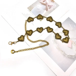 Vintage Chain Belt Female Heart Metal Ladies Waist Punk Goth Belts For Women - Picture 1 of 13