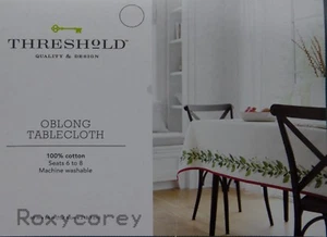 Christmas Threshold Holiday Holly Berries Greenery 60x84 Oblong Tablecloth NWT - Picture 1 of 2