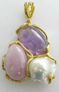 Ciondolo pendente Orelù in argento con perla, agata e ametista 0018742 - Foto 1 di 2