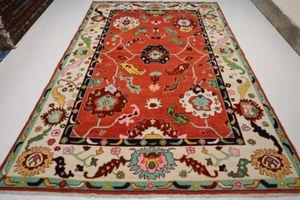 Orange Oushak Rug 8x10 Hand-Knotted 100% Wool Carpe Turkish Oushak Rug - Picture 1 of 10