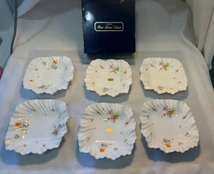 NIKKO Fine Bone China Wonder Garden Ruffled Rim 5 3/4 Inch Small Porcelain Bowls - Picture 1 of 17