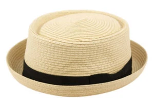 Sombreros Fedora Derby Pastel de Cerdo de Paja para Hombre con Banda de Grosgrain - Imagen 1 de 10