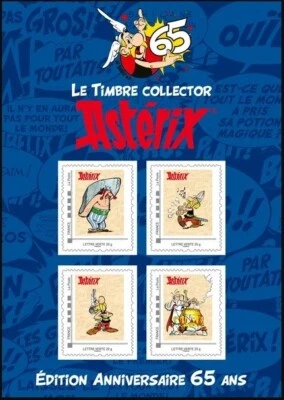 4 SELLOS 65 AÑOS ASTERIX ASTÉRIX LA POSTE FRANCIA TIMBRE BLOQUE 2024 NUEVO Foto 1 de 2