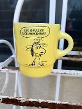 Vintage Life Is Full Of Rude Awakenings Peanuts Snoopy Yellow Coffee Mug Cup