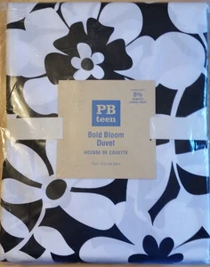 Pottery Barn Teen BOLD BLOOM Duvet Cover Twin Black & White NEW - Picture 1 of 2