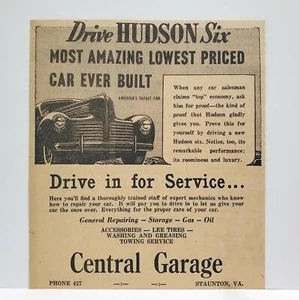 1940 Central Garage Mechanics Car Repair Staunton VA Newspaper PRINT AD - Picture 1 of 1