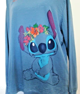 Disney Lilo And Stitch Love Stitch Long Sleeve T-Shirt Women Size Large Blue - Picture 1 of 7