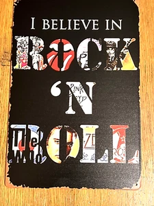 I BELIEVE IN ROCK N ROLL BLECHSCHILD 8'X12" RETRO ELVIS STONES WHO LED FLOYD - Bild 1 von 1