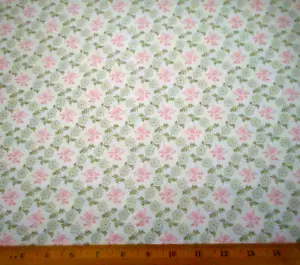 Quilt Fabric 1 1/8 Yard Pink Green Floral Cream Northcott Premium Cotton Vtg C - Picture 1 of 2