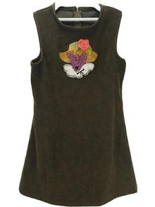 Chocolate Soup Vintage Bear Embroidered Brown Dress Sz 4 - Picture 1 of 8