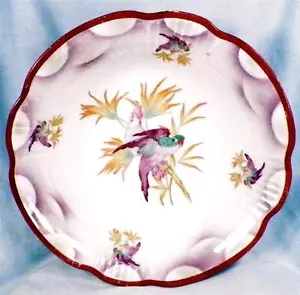 Cockatiel Bowl Germany Porcelain Hand Painted Great Tropical Color Birds Antique - Picture 1 of 6