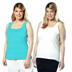 Damen Sommer Trägertop Shirt ärmellos hüftlang Baumwolle Top Übergrößen 46-52 - Bild 1 von 3