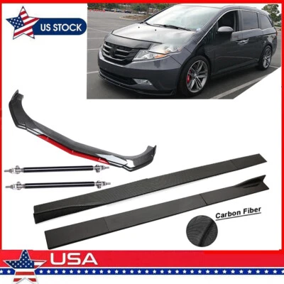 Front Rear Bumper Lip Spoiler Splitter Body Side Skirt For Honda Odyssey Black Foto 1 de 4