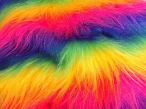 LONG Pile Fun Faux Fur Fabric Material - RAINBOW MIX - Picture 1 of 4