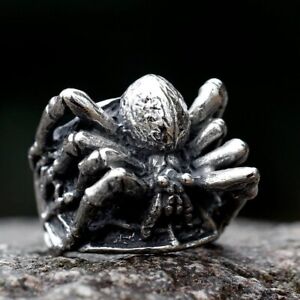 316L Stainless Steel Ring Biker Retro Spider Ring Men Fashion Chic Insect Jewel
