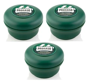 PRORASO Shaving Cream Bowl Triple Pack | White/ Green/ Red/ Blue | 150 ml - Picture 1 of 4