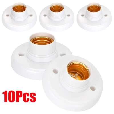 10Pcs E27 Light Bulb Pendant Lamp Round Fixing Base Holder Screw Cap Socket US - Image 1 of 4
