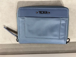 NEW Tumi Voyageur Nylon & Leather Tri-Fold Zip Around Wallet - CORNFLOWER BLUE - Picture 1 of 8