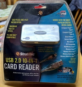 USB 2.0 10-in-1 Flash Drive Digital Media Card Reader - Stratitec USB2CR8 - Neu im Karton - Bild 1 von 2