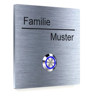 Klingel Haustürklingel Klingelschild Edelstahl LED Weiß Blau Gravur 100 X 100mm. - Bild 1 von 10