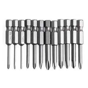 12Pcs/Set 50mm 1/4 Inch Hex Shank for Cross Screwdriver Bits - Picture 1 of 8