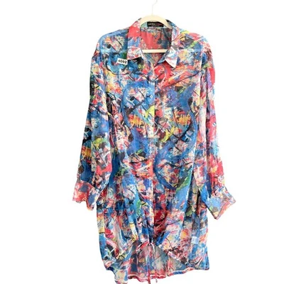 Vestido Camisa Para Mujer Akira X SkyArt Talla L Multicolor Pintura Salpicaduras Arte Gasa Foto 1 de 4