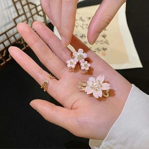 Cherry blossom Hairpin Small Flower Barrette Women's Hair Clip Flower Hair Claw - Picture 1 of 12