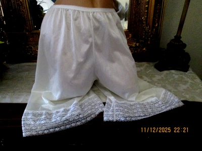 PANTY BLOOMERS DE PIERNA LARGA DE NAILON Y ENCAJE BLANCO DE COLECCIÓN talla grande 1X Lencería Foto 1 de 4