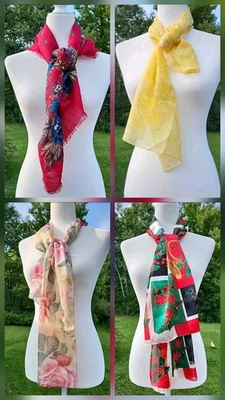 4 - Bufandas Navideñas Vintage Años 60 70 Lana Japón Italia Amarillo Floral Rojo  Foto 1 de 4