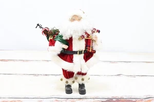 Vintage Tischplatte Weihnachtsmann Puppe trägt eine Tasche Spielzeug Weihnachtsdekoration 12,5" Höhe - Bild 1 von 8