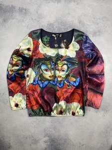 Blusa Desigual Cirque du Soleil Artsy Y2K stampa maschera donna taglia XL multicolore - Foto 1 di 24