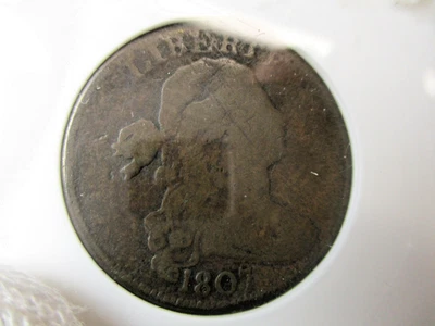 1807 LARGE Cent Coin VG8 Details ANACS Certified Very Good Detail Damaged - Image 1 of 4