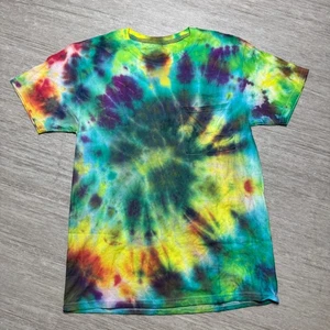 Handmade Tie Dye Pocket Tee Shirt Crew Neck Adult S FOTM Rainbow Trippy Psych - Picture 1 of 5