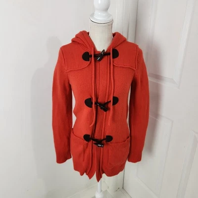 Cárdigan Lauren Ralph Lauren XS Naranja Lana de Cordero Con Capucha Cierre Palanca De Colección Foto 1 de 4