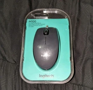 New Logitech M100 1000 DPI Standard USB 3 Button Optical Mouse - Picture 1 of 2