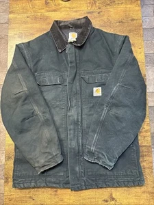 Vtg CARHARTT Jacket 42 R Black C03 Quilted Liner Work Chore Coat Men made in Mex - Picture 1 of 18