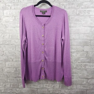 Eddie Bauer Button Down Sweater Womens XL Purple Cardigan - Picture 1 of 6