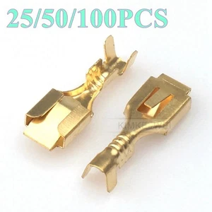 6.3mm Electrical Wiring Spade Pickling Crimp Female Socket Pin Terminals Contact - Picture 1 of 2