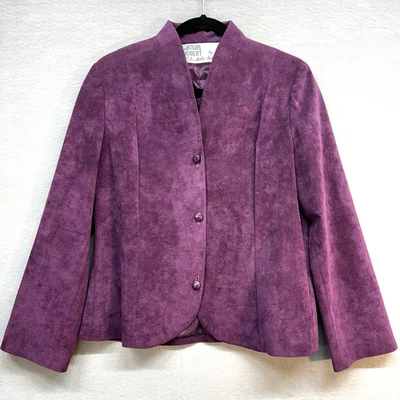 Vintage Purple Faux Suede Jacket Blazer 10 M Career Casual Minimalist 3 button - Image 1 of 4