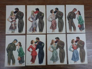 8 CPSM Carte Postale MILITAIRE ILLUSTRATEUR vers 1945 SERIE UNIFORMES Mirambeau - Picture 1 of 3