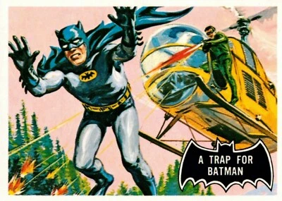 1989 TOPPS BATMAN 1966 Reissue Card A TRAP FOR BATMAN Black Bat - Image 1 of 2