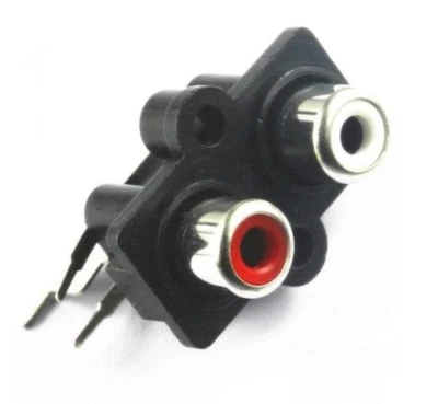 CONNETTORE 2 RCA STEREO DA PANNELLO verticale presa femmina audio PCB cavo