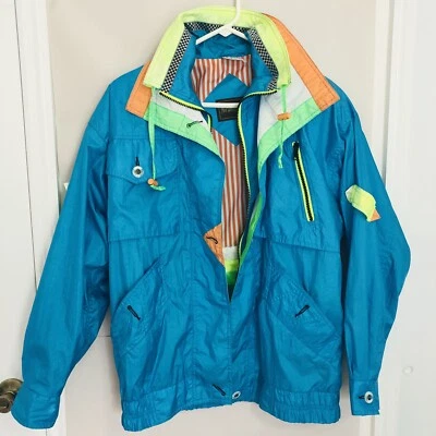VTG  British Mist Lined Windbreaker Jacket Unisex Sz S Bright Colors 80's 90's - Image 1 of 4