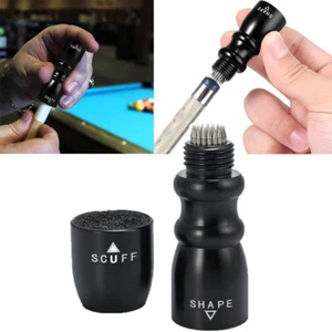 Schwarz Billard Pool Queue Zubehör Fliege 3 in 1 Spitze Werkzeug Scuffer Shaper Ausrüstung - Bild 1 von 12