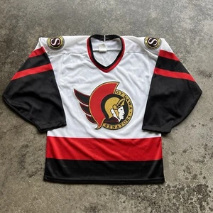 Vintage 90s CCM Ottawa Senators Embroidered White Black Hockey Jersey Sz Small - Picture 1 of 9