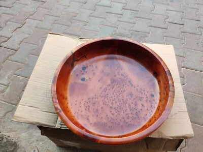 TIGELA DE MADEIRA THUYA BURL TAMANHO GRANDE 13,5" DIÂMETRO 3" Profundidade, Madeira thuya marroquino - Imagem 1 de 4