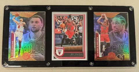 CHICAGO BULLS 3 CARD PLAQUE ZACH LAVINE AYO DOSUNMU DEMAR DEROZAN Cover