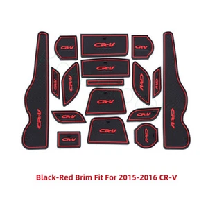17Pcs Black Red Brim CR-V Car Gate Slot Mat Cup Holder Mat Fit For 2015-2016 CRV - Picture 1 of 9
