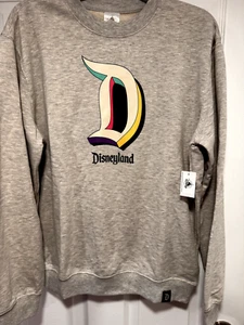 Disney Parks Disneyland Resort “D” Logo Adult Pullover Sweatshirt Heather Gray L - Picture 1 of 7